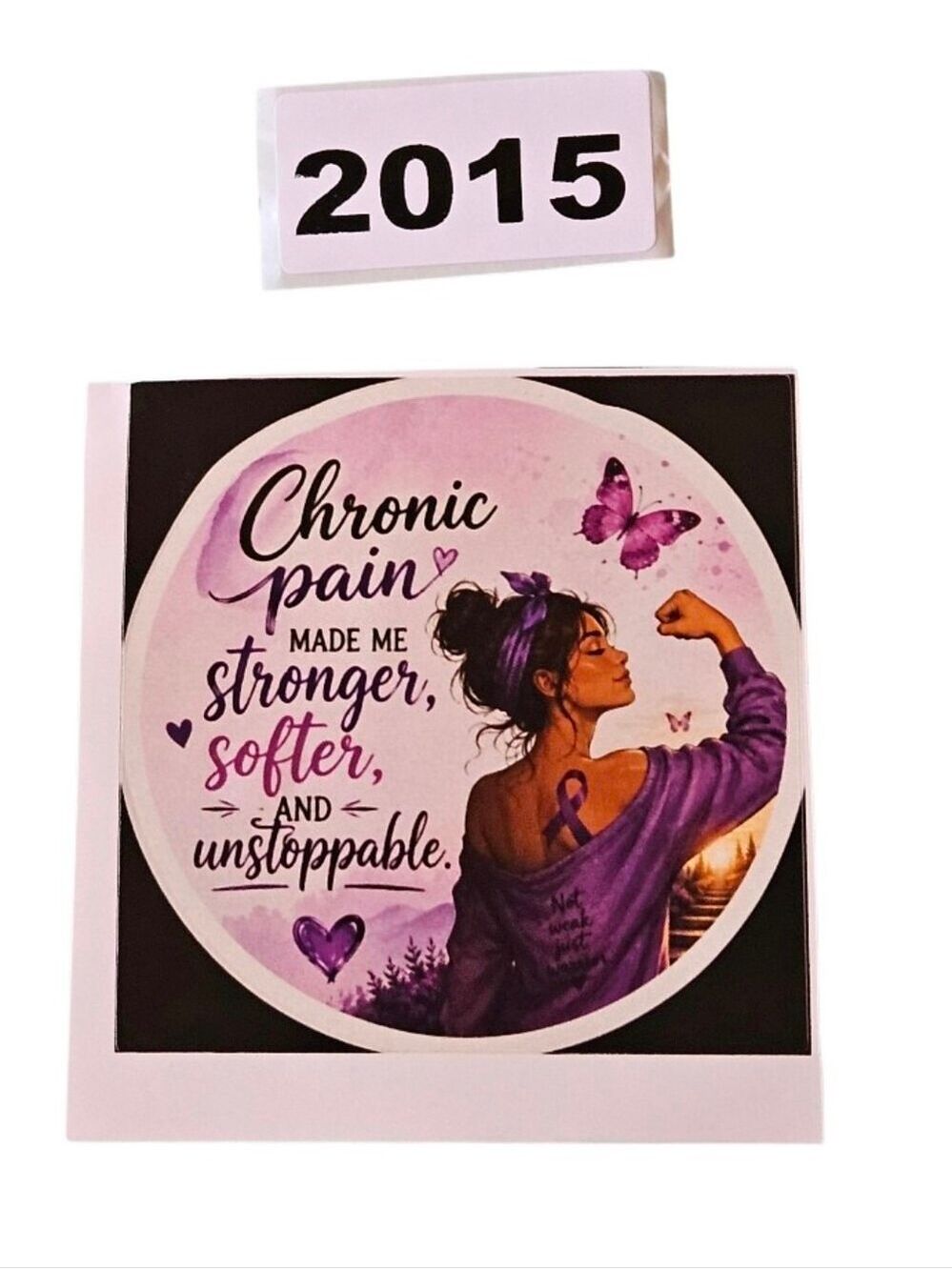 Handmade Chronic Pain Warrior Vinyl Sticker Purple Ribbon Butterfly Awareness 3" - Picture 7 of 17